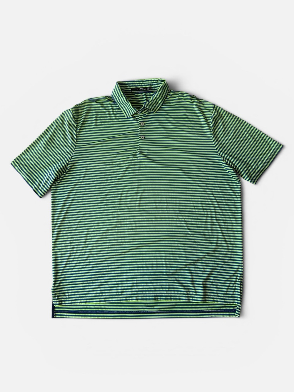 RLX Ralph Lauren mens XL green blue stripe performance golf polo shirt EUC